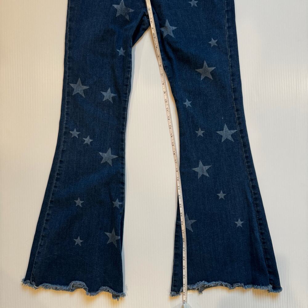 Nasty Gal Star Print Flare Jeans Women’s US 12 USA Y2K Americana Western 29x32 - Picture 4 of 16